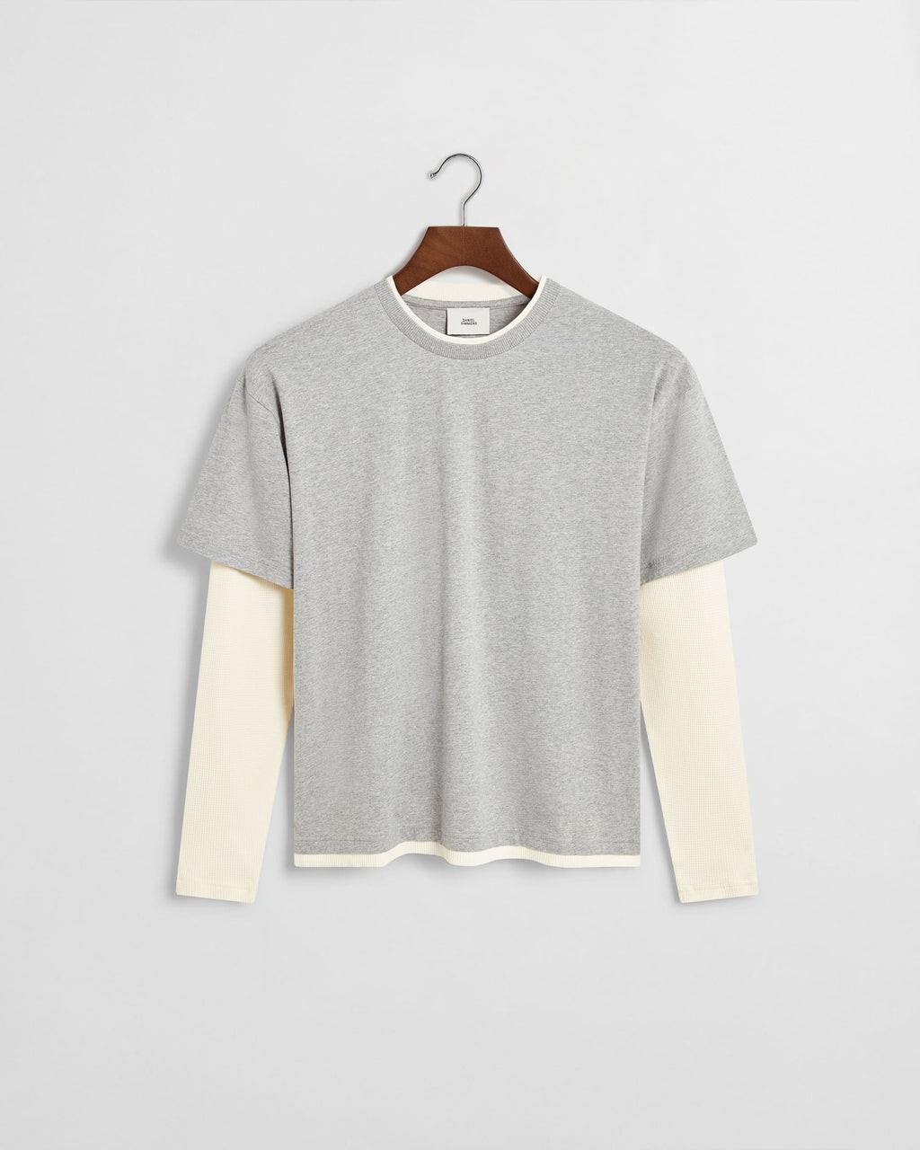 Daniel Simmons - Layered Long Sleeve T-Shirt - Grey/Cream