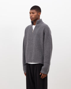 Merino Knit Q-Zip Sweater - Grey