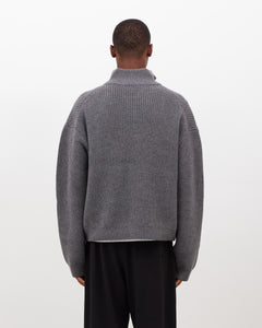 Merino Knit Q-Zip Sweater - Grey