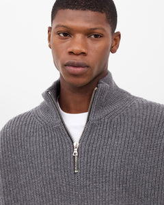 Merino Knit Q-Zip Sweater - Grey