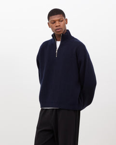 Merino Knit Q-Zip Sweater - Navy