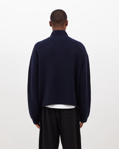 Merino Knit Q-Zip Sweater - Navy