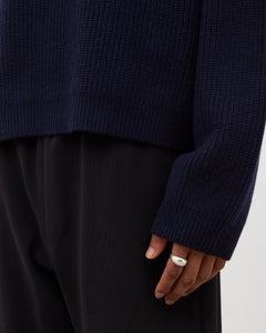 Merino Knit Q-Zip Sweater - Navy