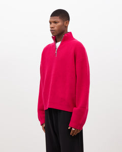 Merino Knit Q-Zip Sweater - Hot Pink