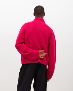 Merino Knit Q-Zip Sweater - Hot Pink