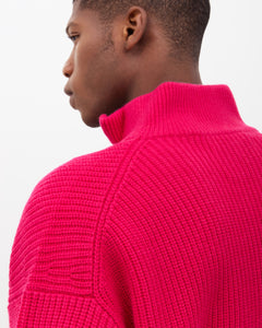 Merino Knit Q-Zip Sweater - Hot Pink