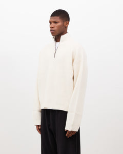 Merino Knit Q-Zip Sweater - Cream