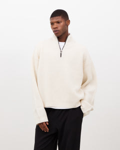 Merino Knit Q-Zip Sweater - Cream