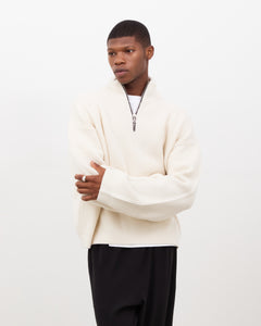 Merino Knit Q-Zip Sweater - Cream