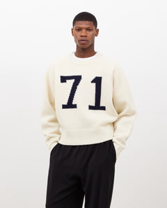 Varsity Knit Intarsia Sweater - Cream & Navy