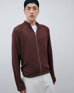 Daniel Simmons - Linen Knit Zipup - Brown