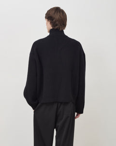 Merino Knit Q-Zip Sweater - Black
