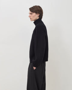 Merino Knit Q-Zip Sweater - Black