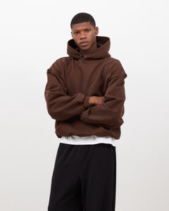 Box Fit Fleeceback Hoodie - Brown