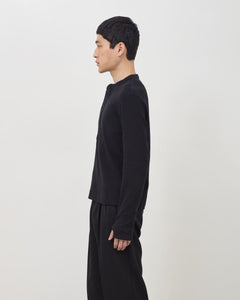 Long Button Henley - Black