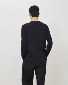 Long Button Henley - Black