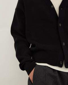 Cotton Knit Cardigan - Black