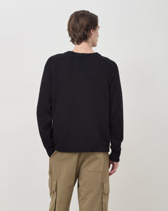 Distressed Cotton Knit Jumper - Black