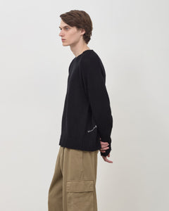 Distressed Cotton Knit Jumper - Black