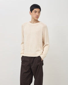Distressed Cotton Knit Jumper - Cream