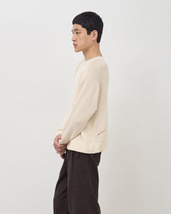 Distressed Cotton Knit Jumper - Cream