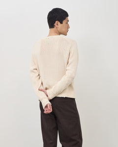 Distressed Cotton Knit Jumper - Cream