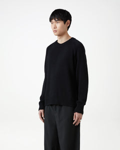 Distressed Cotton Knit Jumper - Black