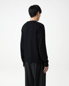Distressed Cotton Knit Jumper - Black