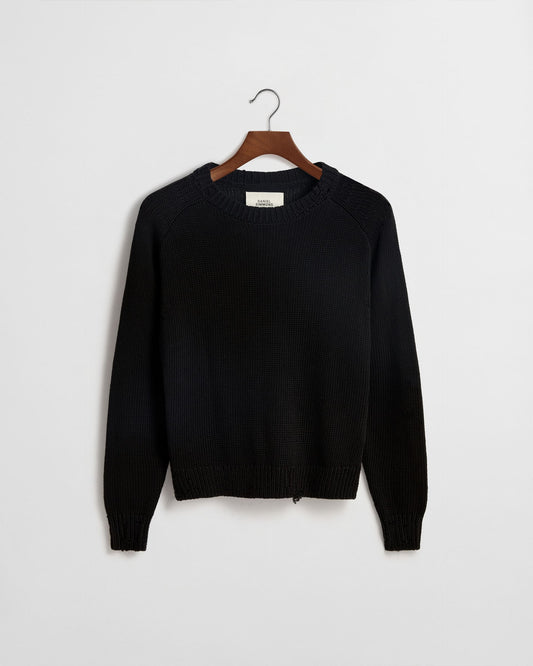Distressed Cotton Knit Jumper - Black