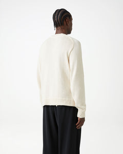 Distressed Cotton Knit Jumper - Cream