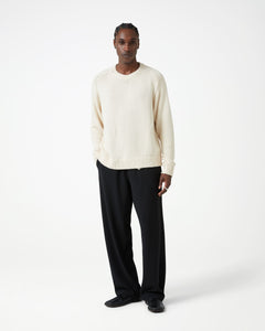 Distressed Cotton Knit Jumper - Cream
