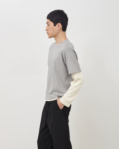 Layered Long Sleeve T-Shirt - Grey / Cream