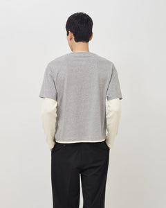 Layered Long Sleeve T-Shirt - Grey / Cream