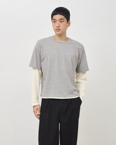 Layered Long Sleeve T-Shirt - Grey / Cream