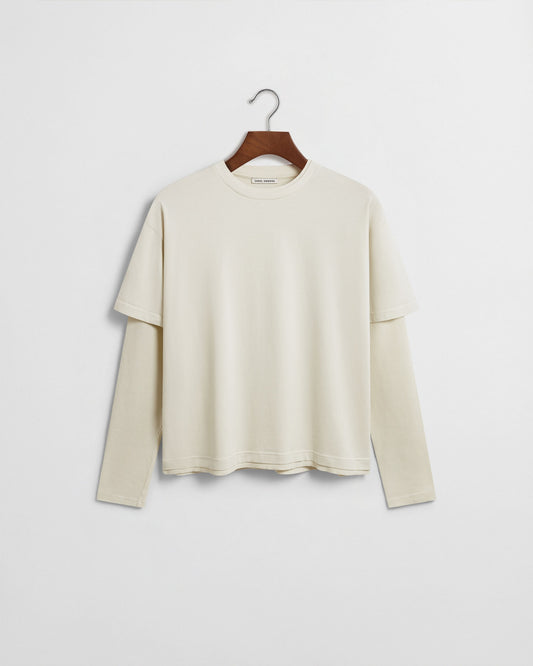 Layered Long Sleeve T-Shirt - Vintage White