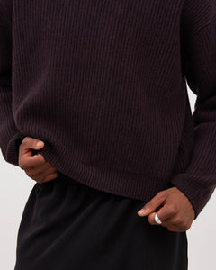 Merino Knit Sweater - Mahogany Brown