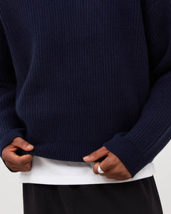 Merino Knit Sweater - Navy