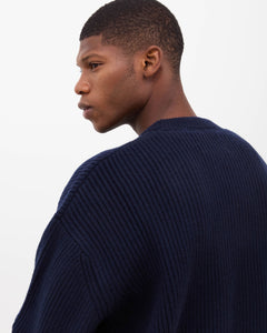 Navy blue knit sweater hotsell