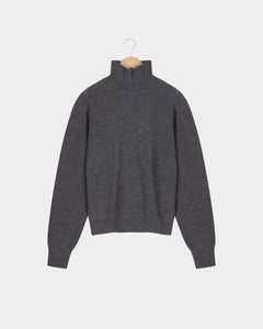 Merino Roll Neck Sweater - Grey