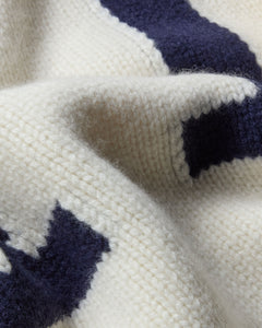 Varsity Knit Intarsia Sweater - Cream & Navy