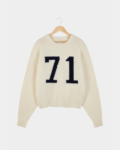 Varsity Knit Intarsia Sweater - Cream & Navy