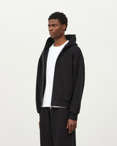 Zip Fleeceback Hoodie - Black