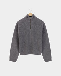 Merino Knit Q-Zip Sweater - Grey