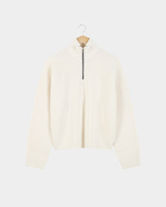 Merino Knit Q-Zip Sweater - Cream