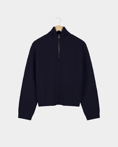 Merino Knit Q-Zip Sweater - Navy