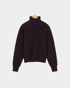 Merino Roll Neck Sweater - Mahogany Brown