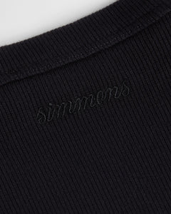 Embroidered Fitted Ribbed Vest - Black