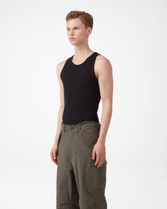 Embroidered Fitted Ribbed Vest - Black