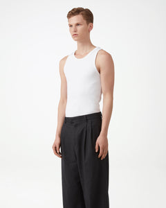 Embroidered Fitted Ribbed Vest - White