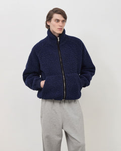 Wool Zip Up Fleece - Navy